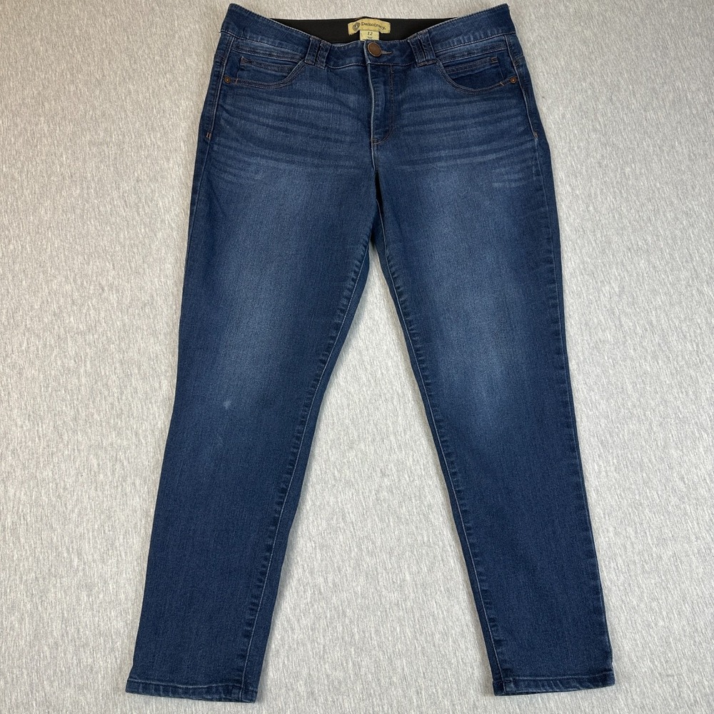 Democracy Ab Technology Solution Skinny Jeans Womens 12 Dark Wash Ankle Distress
